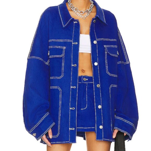 BY.DYLN Cooper Denim Jacket in Cobalt Blue - Picture 1 of 9